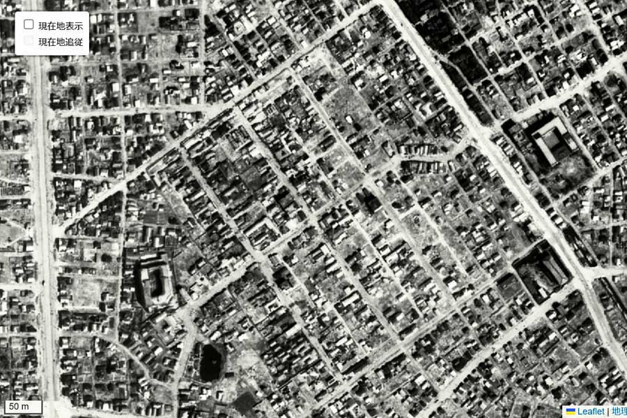 1947年頃の「吉原」周辺の航空写真（画像：国土地理院）