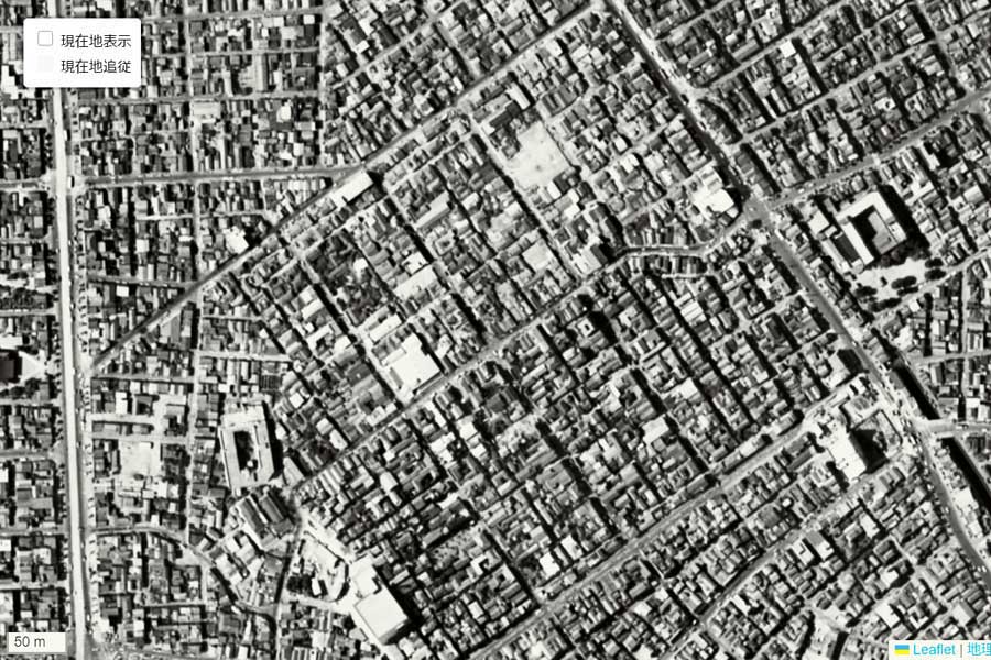 1963年頃の「吉原」周辺の航空写真（画像：国土地理院）