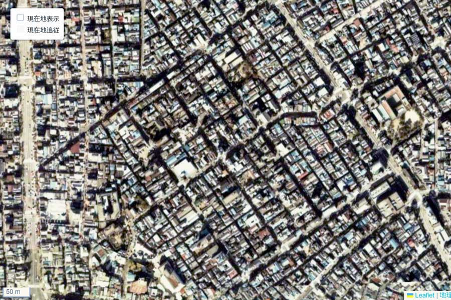 1980年頃の「吉原」周辺の航空写真（画像：国土地理院）