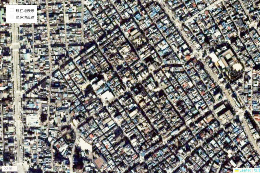 1985年頃の「吉原」周辺の航空写真（画像：国土地理院）