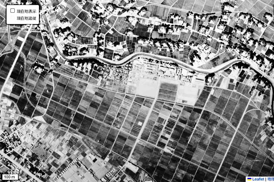 1963年頃に撮影された「埼玉県警運転免許センター」周辺の航空写真（画像：国土地理院）