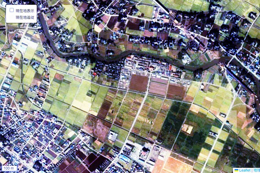 1980年頃に撮影された「埼玉県警運転免許センター」周辺の航空写真（画像：国土地理院）