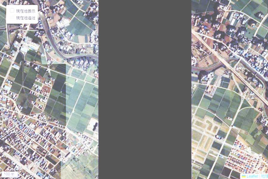 1985年頃に撮影された「埼玉県警運転免許センター」周辺の航空写真（画像：国土地理院）