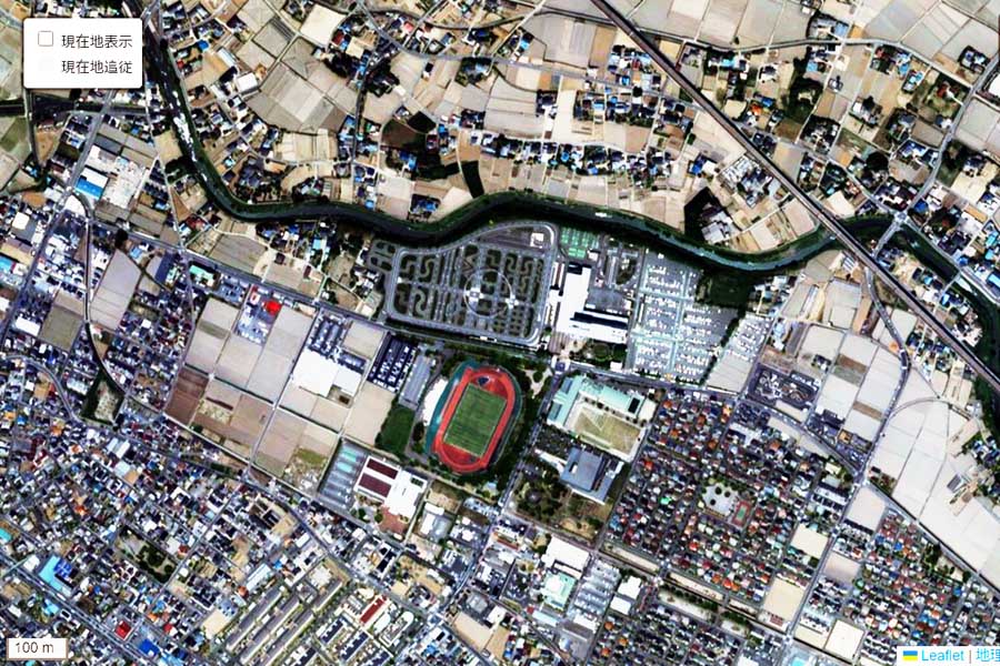 現在の「埼玉県警運転免許センター」周辺の航空写真（画像：国土地理院）