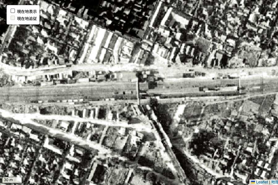 1947年頃の吉祥寺駅周辺の迅速測図（画像：国土地理院）