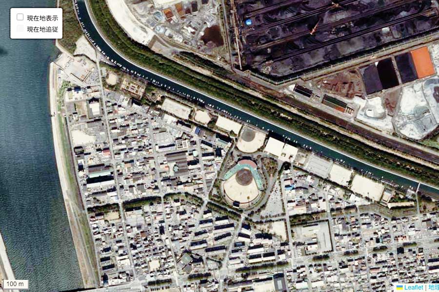 現在の旧大分空港周辺の航空写真（画像：国土地理院）