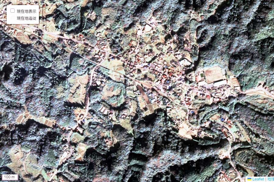 現在の「上総中野駅」周辺の航空写真（画像：国土地理院）