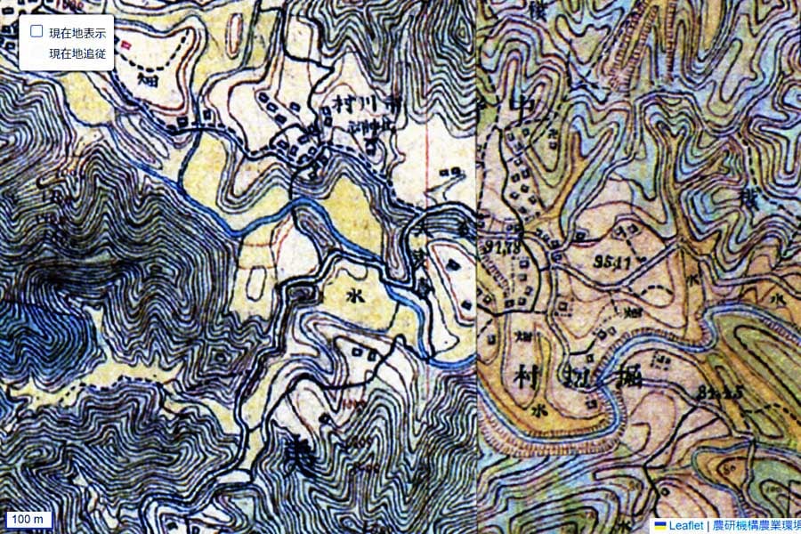 明治初期の「上総中野駅」周辺の地図（画像：国土地理院）