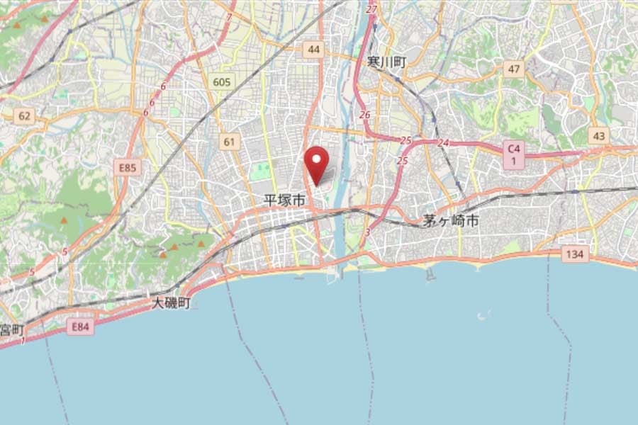 日産車体湘南工場の位置（画像：OpenStreetMap）