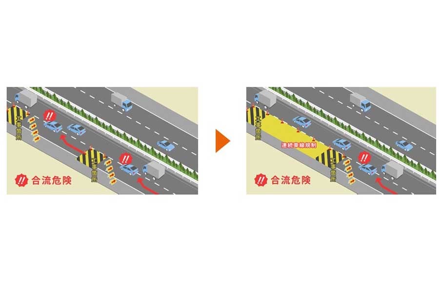 工事規制区間が長く続くのには理由があった(画像:NEXCO中日本)