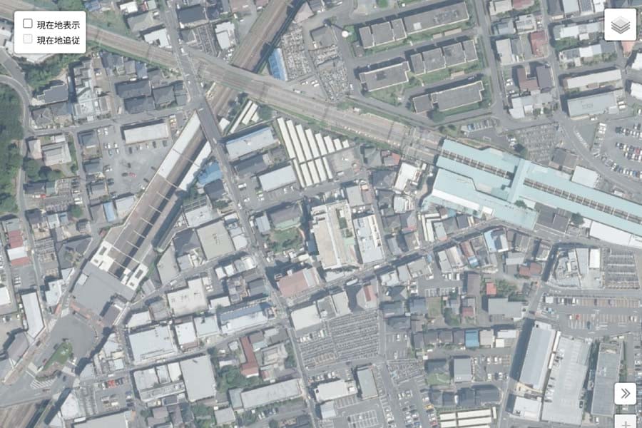 現在の「秋津駅・新秋津駅」周辺の航空写真（画像：国土地理院）