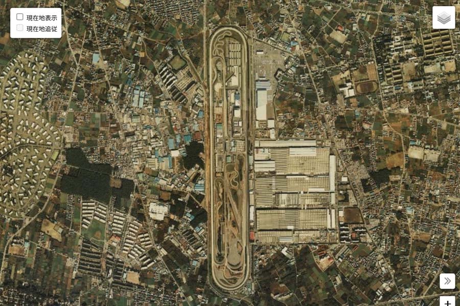 1985年頃の「日産村山工場」周辺の航空写真（画像：国土地理院）