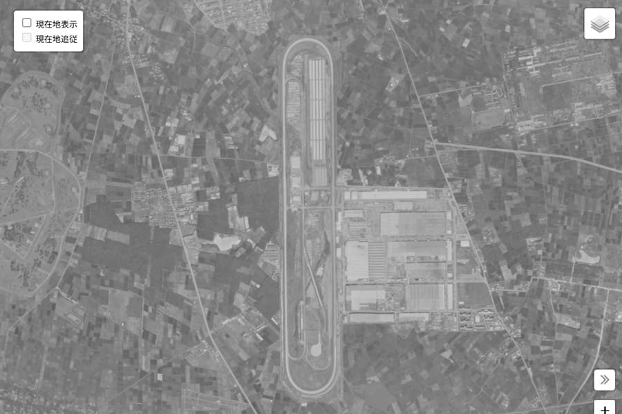 1963年頃の「日産村山工場」周辺の航空写真（画像：国土地理院）