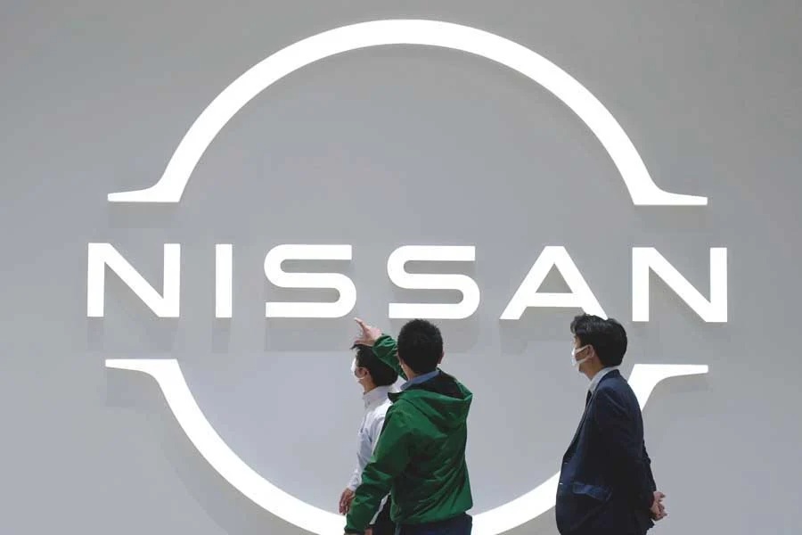 日産自動車のロゴマーク（画像：EPA＝時事）
