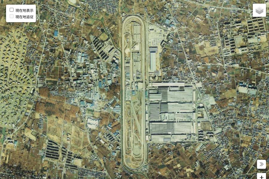 1980年頃の「日産村山工場」周辺の航空写真（画像：国土地理院）