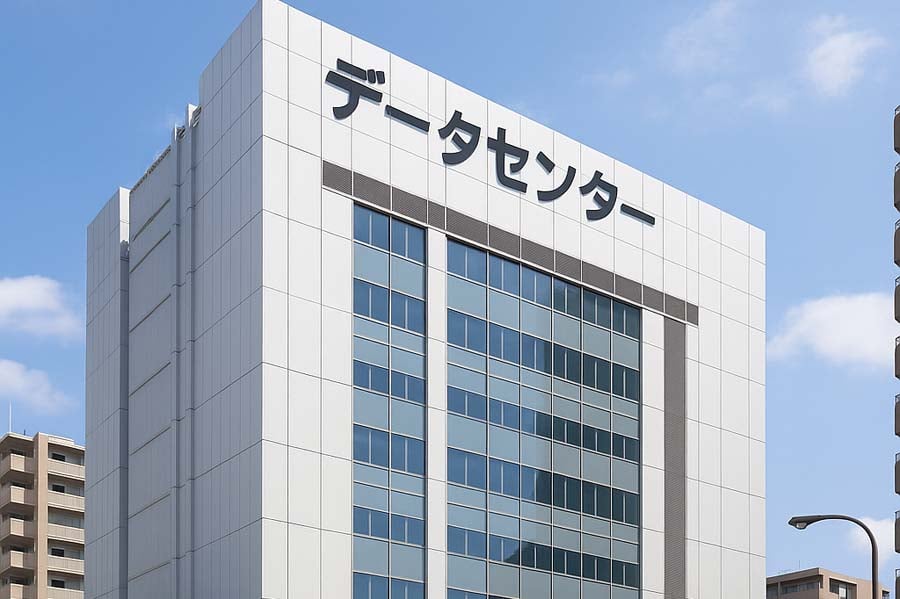 街中にあるデータセンターの外観イメージ。生成AIで作成。