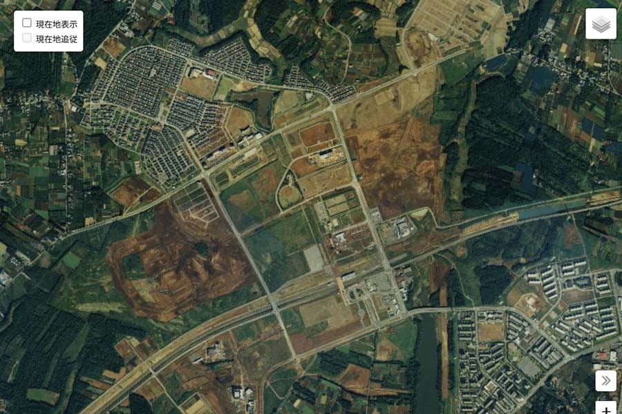 1990年頃の「千葉ニュータウン」の航空写真（画像：国土地理院）