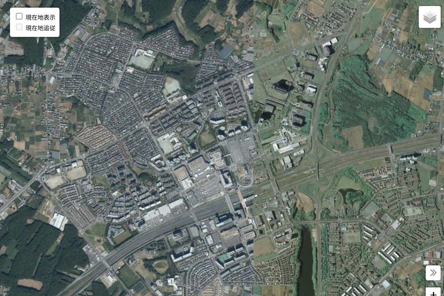 現在の「千葉ニュータウン」の航空写真（画像：国土地理院）