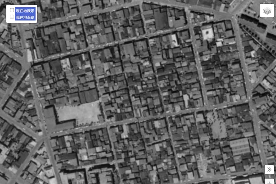 1963年頃の「横浜中華街」の航空写真（画像：国土地理院）