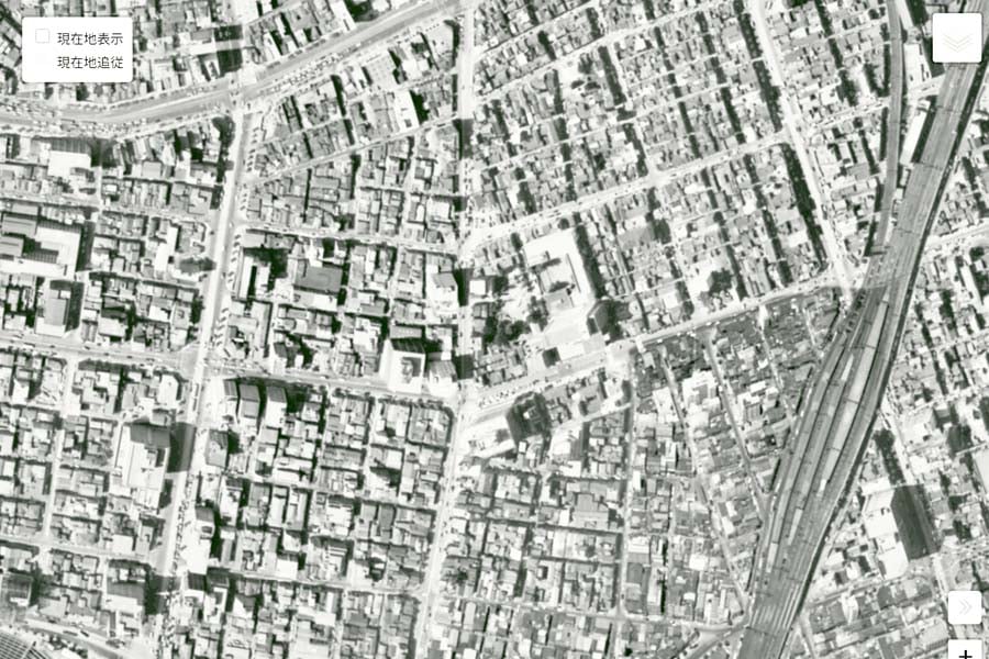 1963年頃の「神田駅」周辺の航空写真（画像：国土地理院）