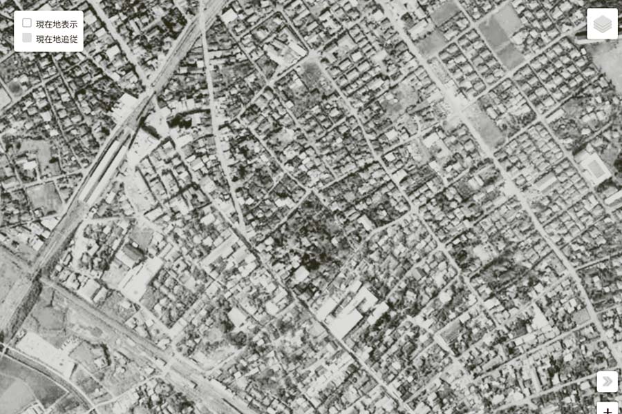 1963年頃の「町田駅」周辺の航空写真（画像：国土地理院）