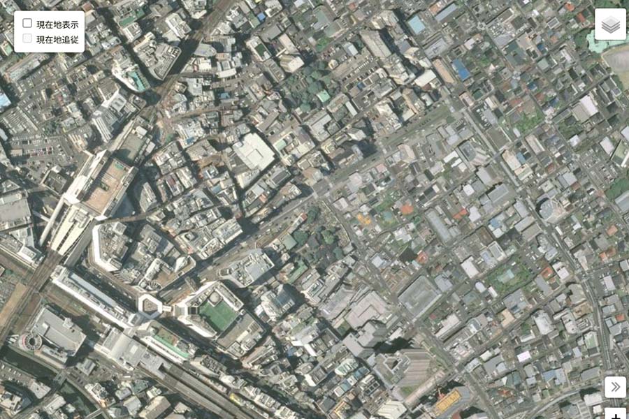 現在の「町田駅」周辺の航空写真（画像：国土地理院）