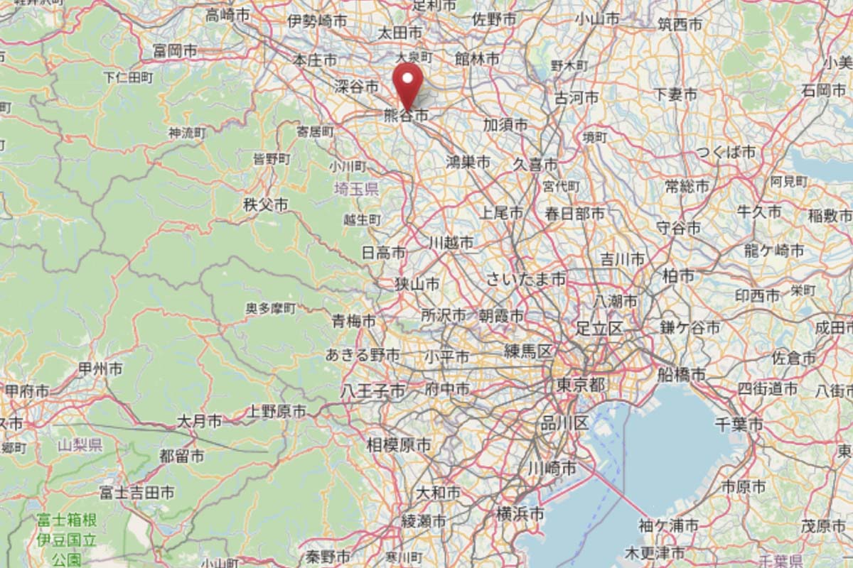 熊谷市の位置（画像：OpenStreetMap）