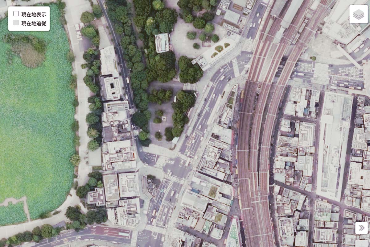 現在の「京成上野駅」周辺の航空写真（画像：国土地理院）