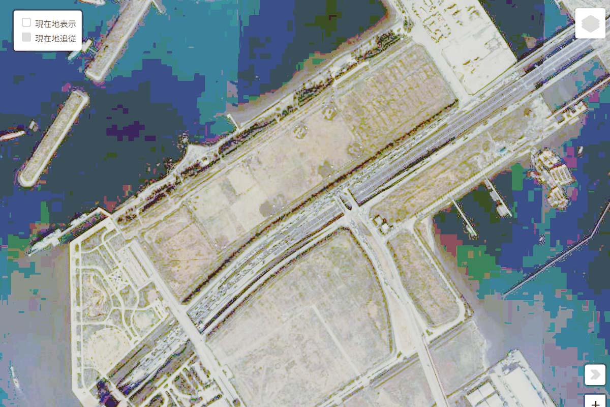 1985年頃の「お台場」周辺の航空写真（画像：国土地理院）
