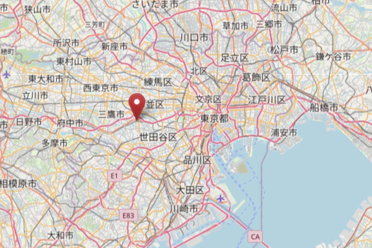 蘆花公園の位置（画像：OpenStreetMap）