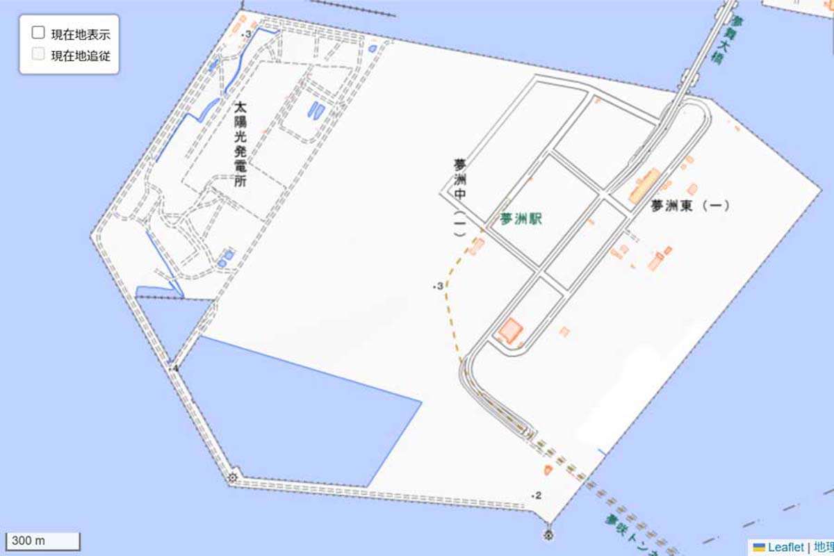現在の「夢洲」周辺の地図（画像：国土地理院）