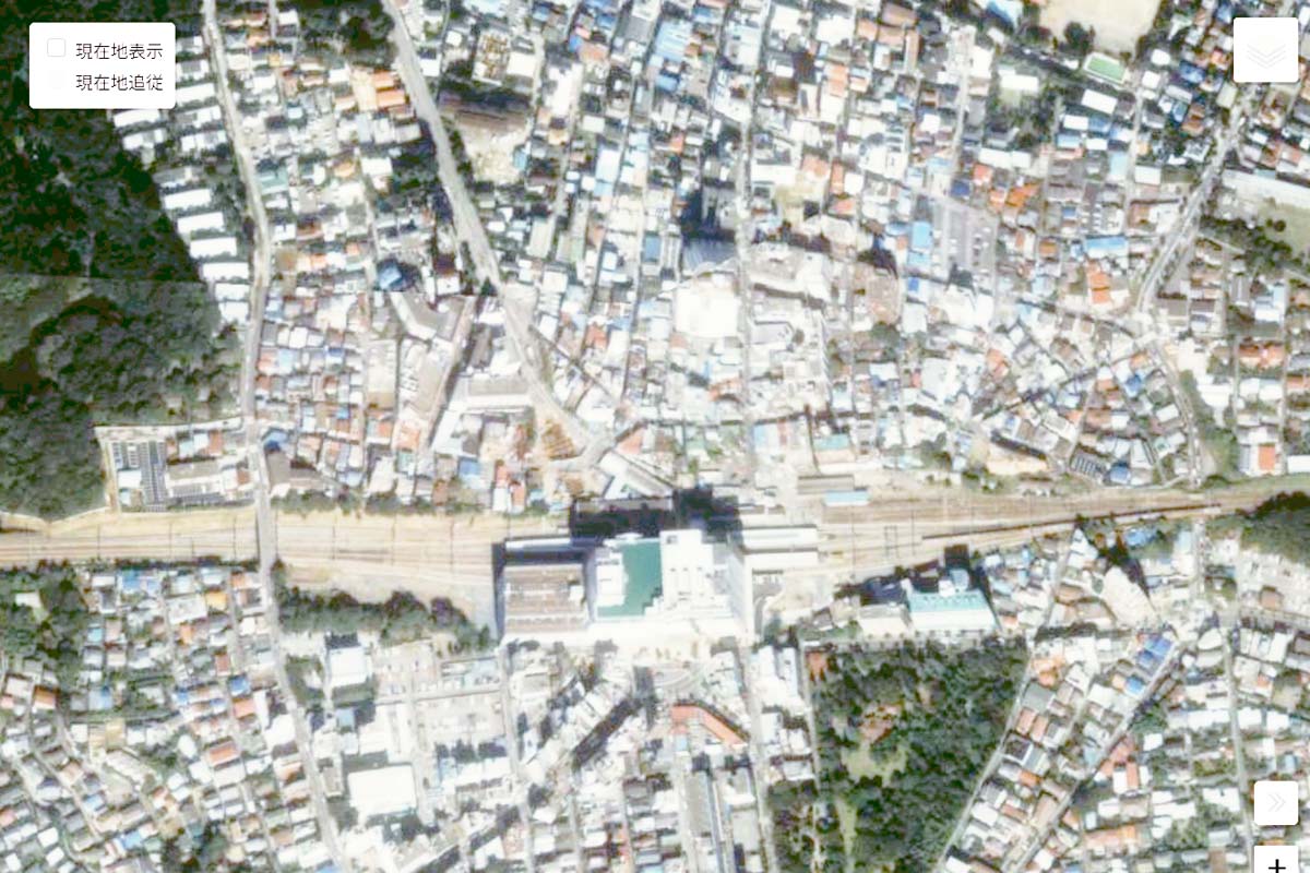 1990年頃の「国分寺駅」周辺の航空写真（画像：国土地理院）