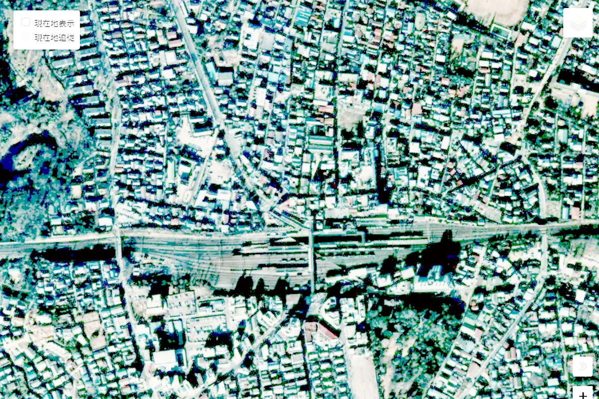 1975年頃の「国分寺駅」周辺の航空写真（画像：国土地理院）