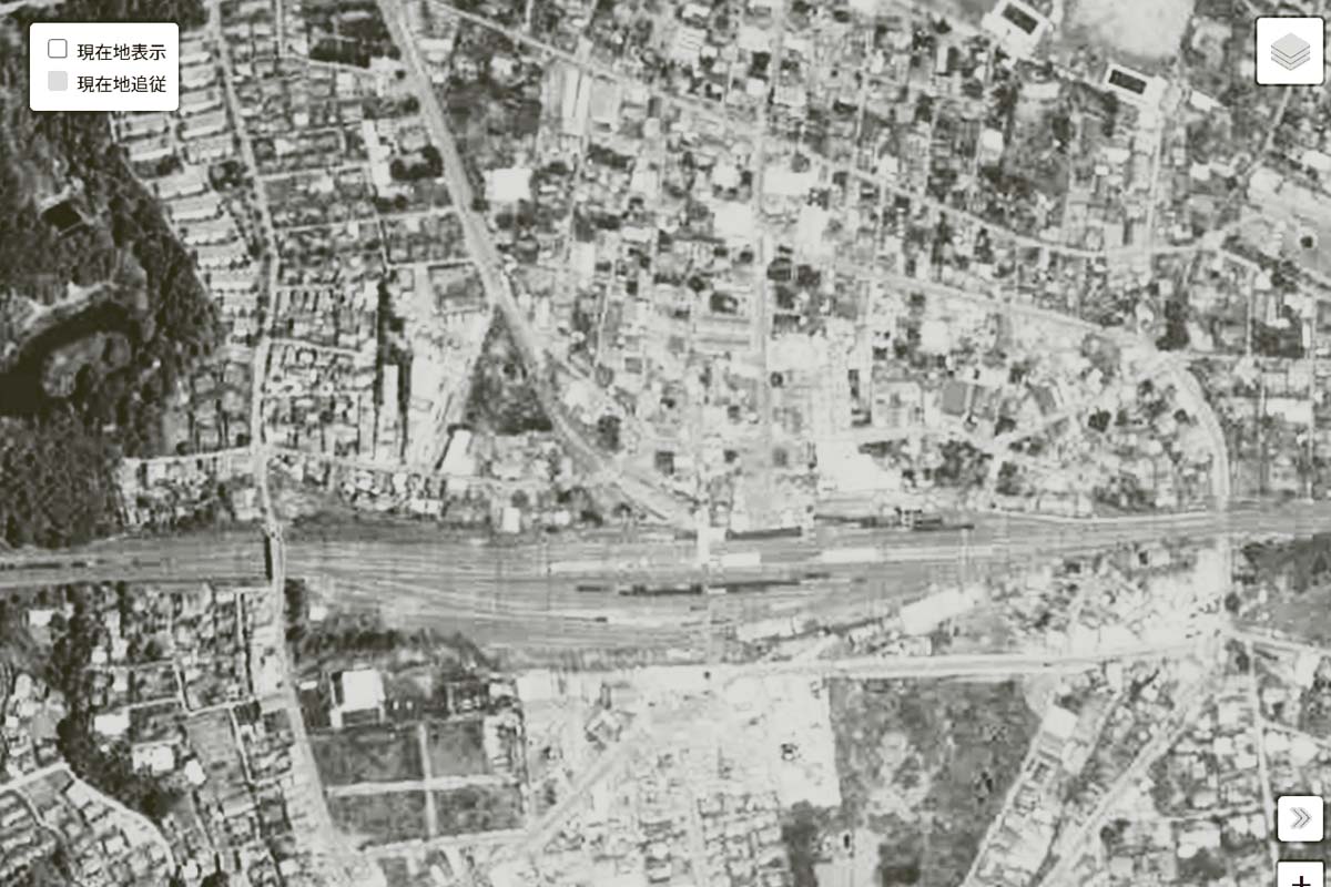 1963年頃の「国分寺駅」周辺の航空写真（画像：国土地理院）