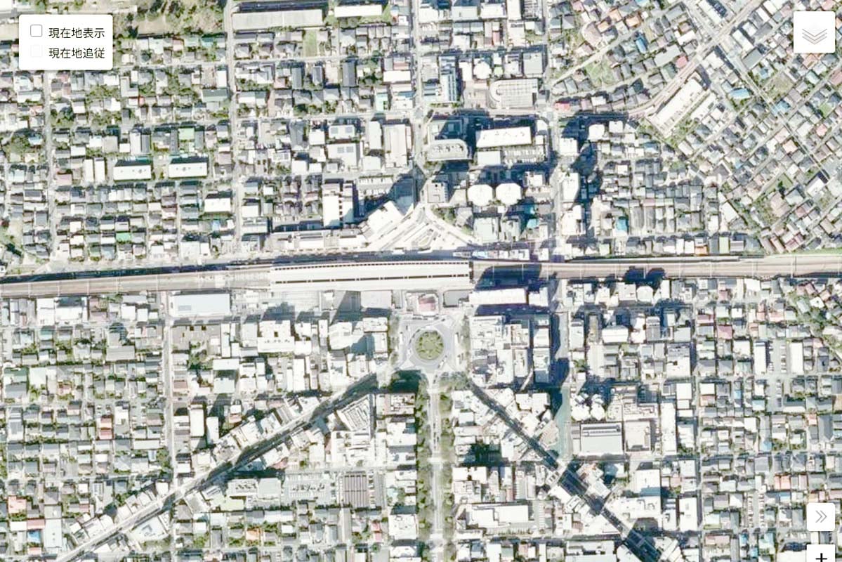 現在の「国立駅」周辺の航空写真（画像：国土地理院）