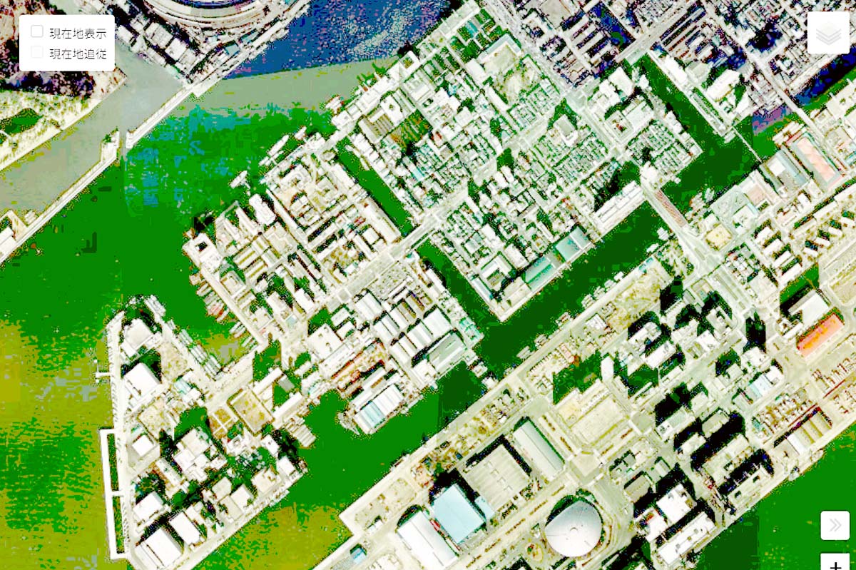 1975年頃の「勝どき・晴海エリア」周辺の航空写真（画像：国土地理院）