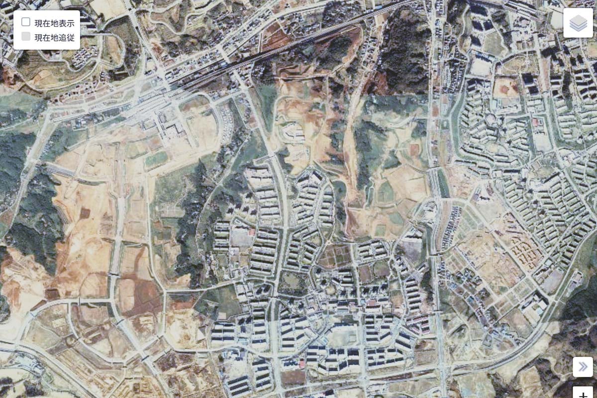 1980年ごろの多摩センター駅周辺の様子（画像：国土地理院）