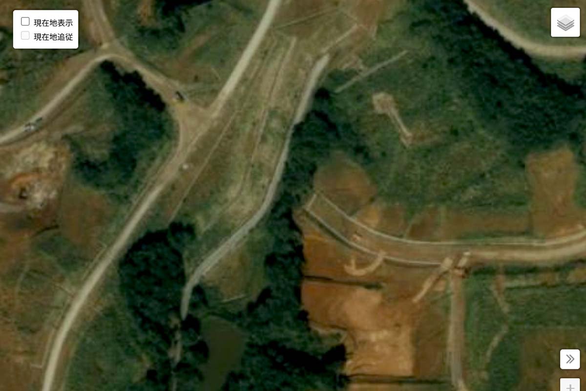 1990年ごろの「長池見附橋」周辺の様子（画像：国土地理院）