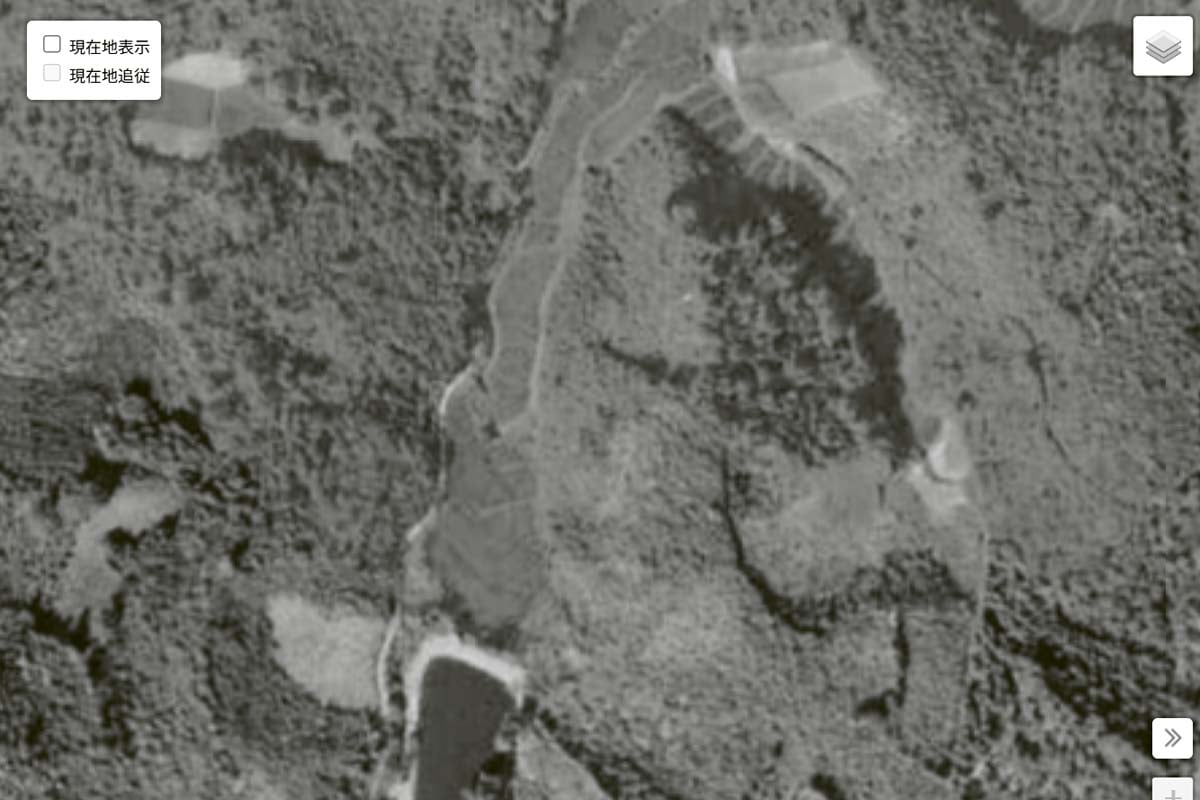 1963年ごろの「長池見附橋」周辺の様子（画像：国土地理院）