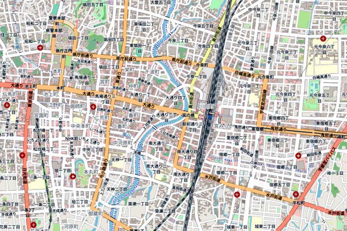 現在の宇都宮市街地周辺の地図（画像：国土地理院）