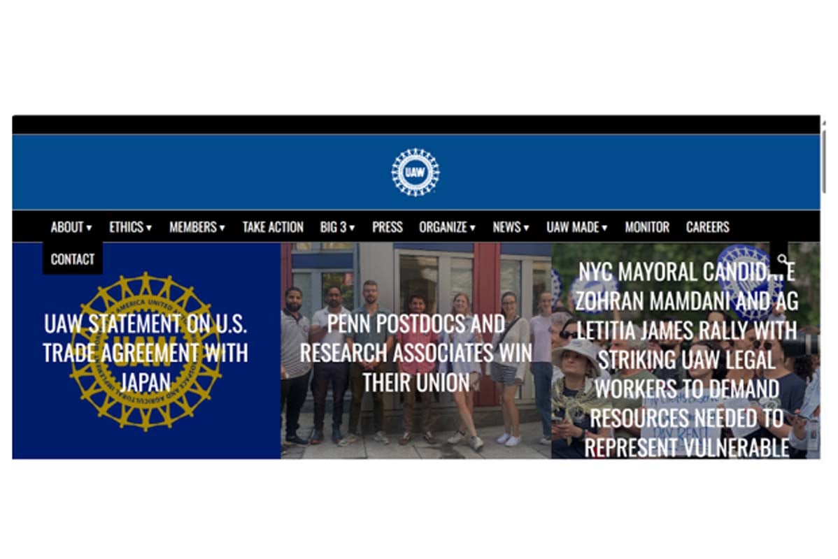 UAWのウェブサイト（画像：UAW）