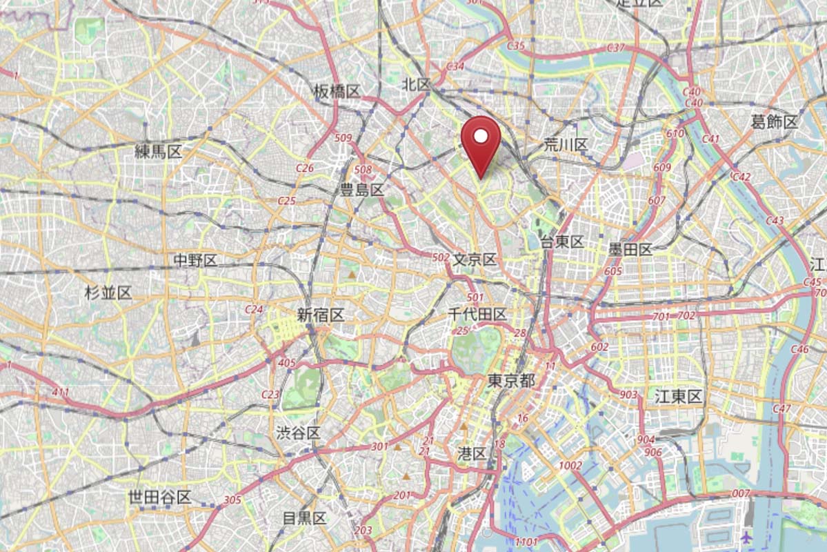 文京区本駒込の吉祥寺（画像：OpenStreetMap）