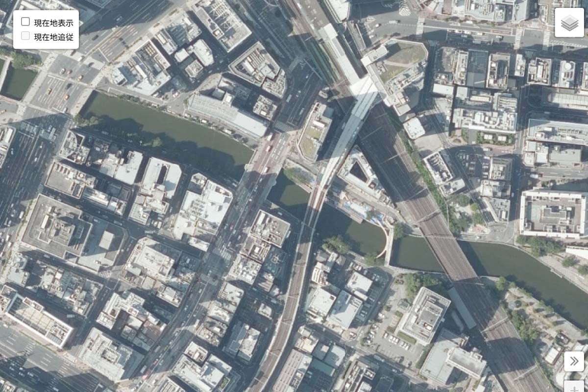 現在の東急「五反田駅」周辺の航空写真（画像：国土地理院）