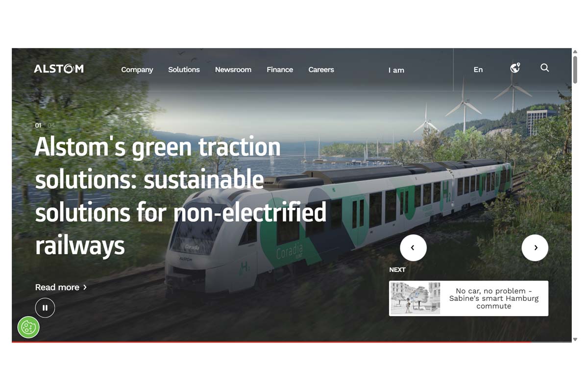 アルストムのウェブサイト（画像：アルストム）