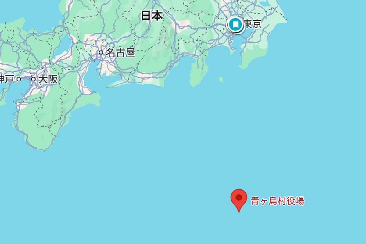 青ヶ島役場の位置（画像：(C)Google）