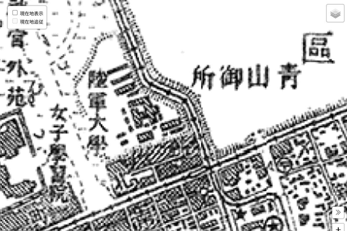 1930年頃の「青山一丁目駅」周辺の地図（画像：国土地理院）