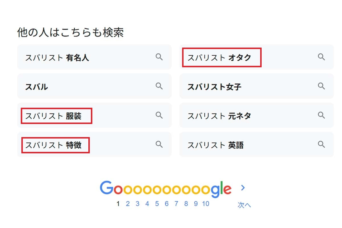 Googleでスバリストと入力した結果(画像:Google(C))