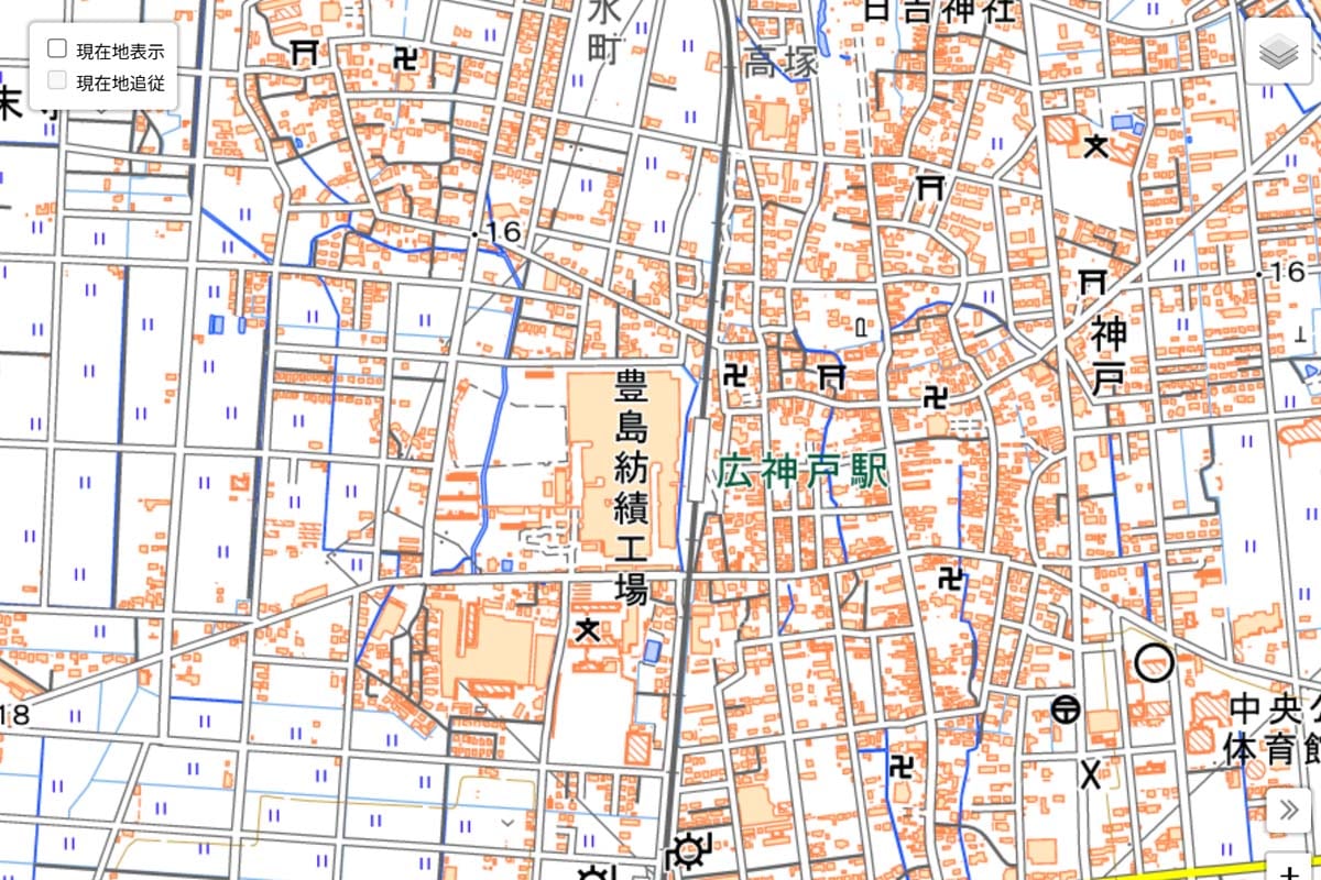 現在の「広神戸駅」の地図（画像：国土地理院）