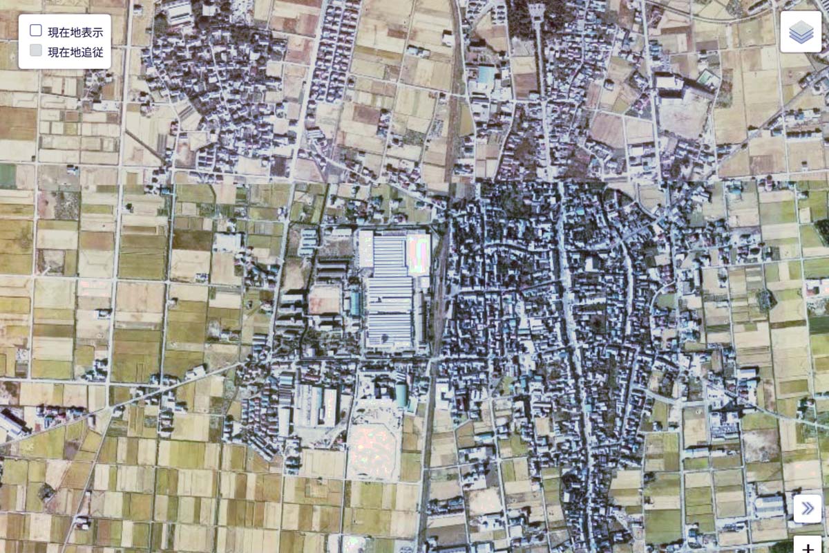 1975年ごろの「広神戸駅」の航空写真（画像：国土地理院）