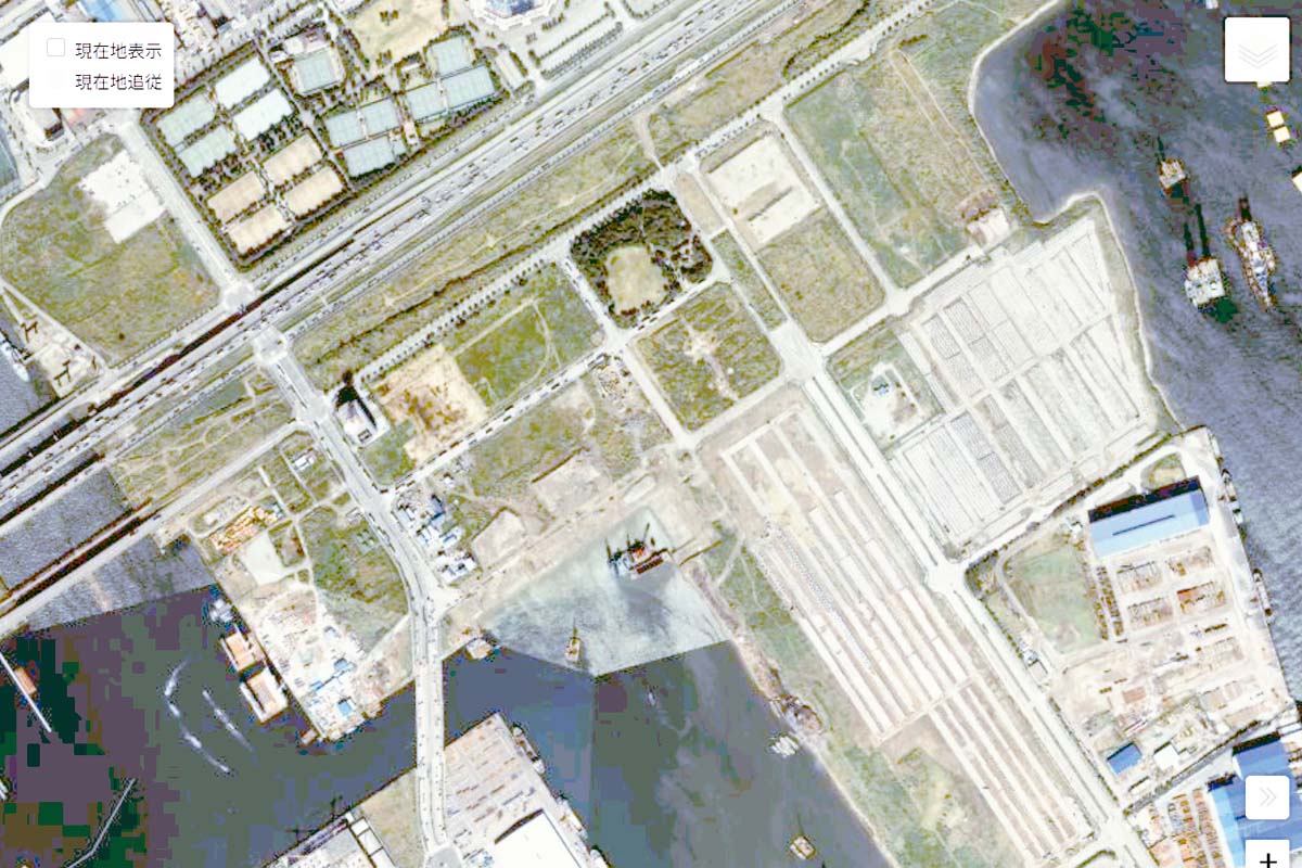 1990年頃の「東京ビッグサイト」周辺の航空写真(画像:国土地理院)